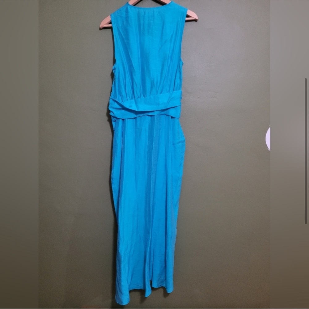 Zara Vibrant Blue Midi Dress with Ruffle and Belt - Picture 2 of 5